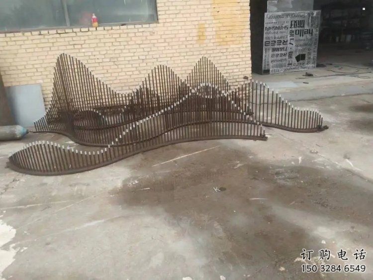 園林假山雕塑，噴漆景觀雕塑，網格形式