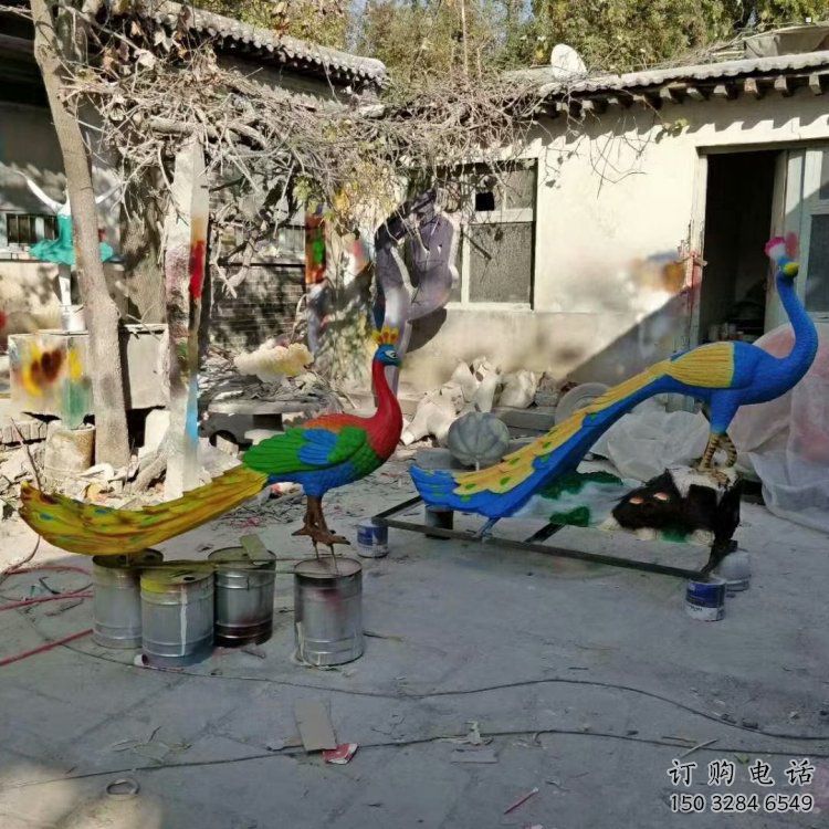 彩繪孔雀雕塑觀賞型，廣場系列，仿真孔雀雕塑優(yōu)選