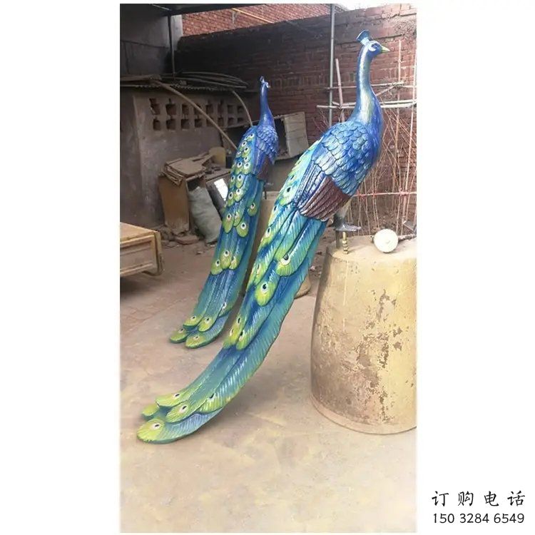 彩繪孔雀景觀批發(fā)，景觀雕塑，仿真孔雀雕塑定價
