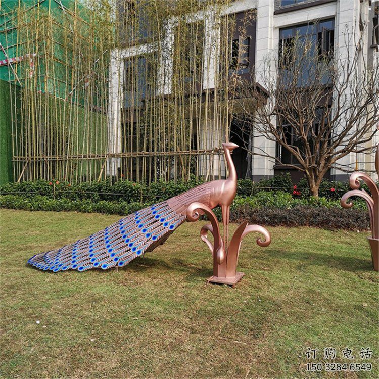 歐式孔雀雕塑生產，白鋼構件，不銹鋼孔雀雕塑通用