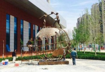 地球儀雕塑精選，歐式風(fēng)格，藝術(shù)地球儀人物雕塑指用