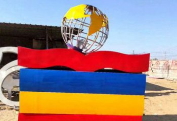 地球儀雕塑定制，中式工藝，烤漆書籍地球儀雕塑優(yōu)價