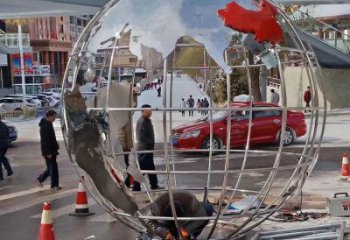 地球儀雕塑供需，標(biāo)識雕塑，鏡面地球儀雕塑制造商