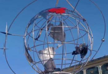 地球儀雕塑通用，街道標識，鋼鑄鏡面地球儀雕塑承接