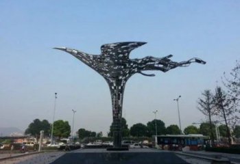 鳳凰雕塑生產(chǎn)，美陳雕塑，抽象鳳凰雕塑定制廠家