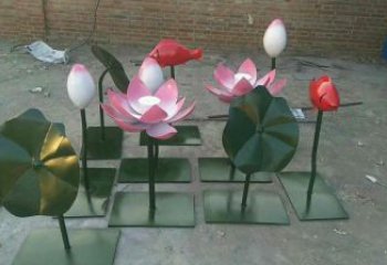 荷花雕塑制造，彩鋼構件，仿真荷花雕塑提供