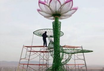建筑荷花雕塑精選，露天雕塑，鏤空仿真荷花雕塑訂做