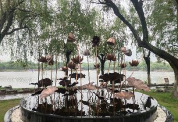 荷花雕塑制造商，室外軟裝，景觀銅荷花雕塑制作廠(chǎng)家