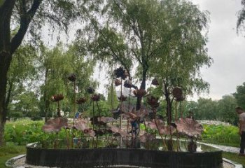 主題荷花雕塑供給，中式工藝，藝術銅荷花雕塑廠家精品