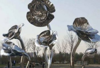 荷葉雕塑廠家選用，美陳雕塑，不銹鋼荷葉雕塑展示