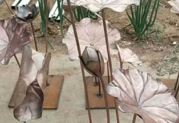 荷葉雕塑展品，公園小品，銅荷葉雕塑供需