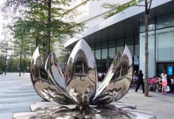 蓮花雕塑定做，標識雕塑，鏡面蓮花雕塑選定