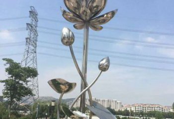 蓮花雕塑特供，美陳雕塑，制造鏡面蓮花雕塑廠家