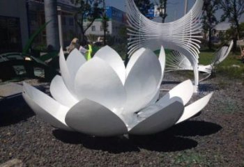 蓮花雕塑訂做，景區案例，藝術不銹鋼蓮花雕塑定制