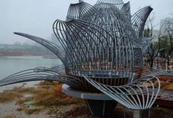 鏤空蓮花雕塑廠家，景區雕塑，景觀燈光蓮花雕塑指用