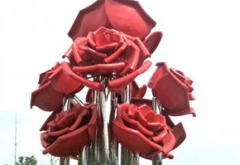 玫瑰花雕塑指用,小區(qū)擺件,不銹鋼玫瑰花雕塑制作