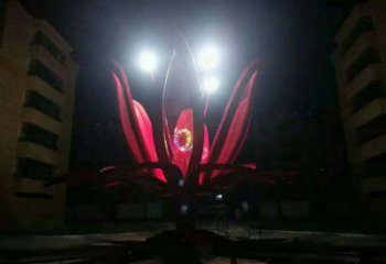 燈光花朵雕塑常用，公園小品，燈光茶花雕塑生產(chǎn)商