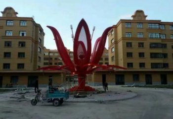 燈光花朵雕塑選用，美陳雕塑，燈光茶花雕塑廠家