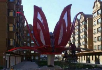 燈光花朵雕塑制造，景觀雕塑，戶外燈光茶花雕塑廠家