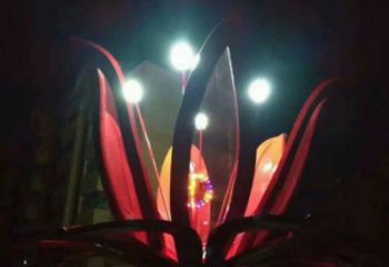 燈光花朵景觀雕塑通用，城市雕塑，彩色燈光茶花雕塑指用