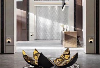 花瓣雕塑定做，小區(qū)擺件，鏡面不銹鋼花瓣雕塑制作