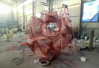 花球雕塑訂做，街景小品，不銹鋼花球雕塑制作廠家