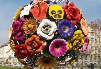 花球雕塑優價，村標概念，不銹鋼花球雕塑廠家精品