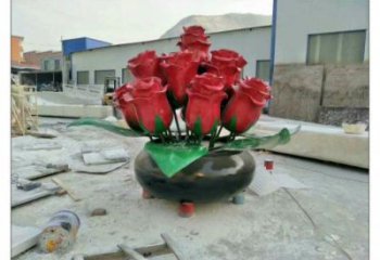 大型玫瑰花朵雕塑定制，多彩藝術，景觀玫瑰花朵雕塑定價