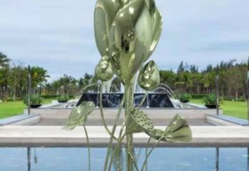 花朵雕塑指用,白鋼構件,郁金香花朵雕塑廠家提供