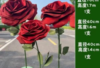 花朵月季雕塑廠家,圓雕體系,烤漆月季花朵雕塑供給