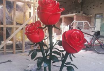 花朵月季雕塑點擊,圓雕體系,抽象月季花朵雕塑標準