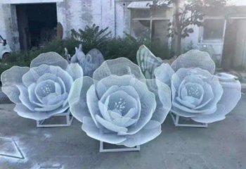 牡丹花雕塑廠家，地標(biāo)擺件，鏤空牡丹花雕塑選用廠家