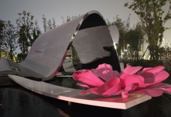 牡丹花雕塑工廠，街景小品，不銹鋼牡丹花雕塑廠常用