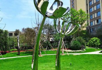 百合花雕塑優選，陸地擺件，不銹鋼百合花雕塑廠家供應