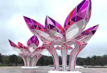 大型茉莉花雕塑常用，戶外擺放，不銹鋼茉莉花雕塑廠家