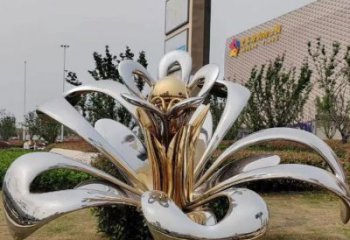 茉莉花雕塑訂做，城市裝飾，不銹鋼茉莉花雕塑制作