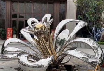 茉莉花雕塑定價，街頭雕塑，不銹鋼茉莉花雕塑廠家