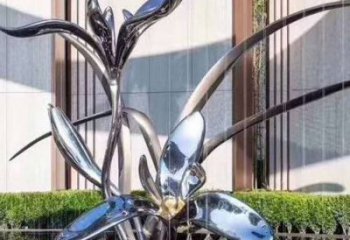 山茶花雕塑制造廠家，標識雕塑，不銹鋼山茶花雕塑展品