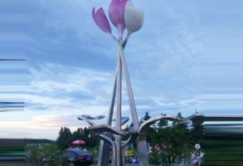 制造山茶花雕塑廠家，鋼管組合，不銹鋼山茶花雕塑制作