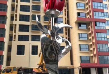 石榴花雕塑點擊，景觀雕塑，不銹鋼石榴花雕塑廠家