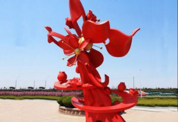 石榴花雕塑觀賞型，公園小品，不銹鋼石榴花雕塑生產商