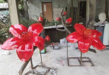 梧桐花雕塑優選，室外雕塑，彩繪梧桐花雕塑廠家優選