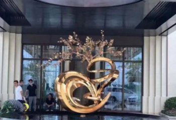 櫻花雕塑精選，室外軟裝，不銹鋼杏花雕塑廠家