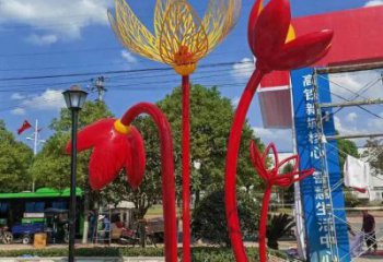 郁金香雕塑訂做,室外軟裝,不銹鋼郁金香雕塑廠