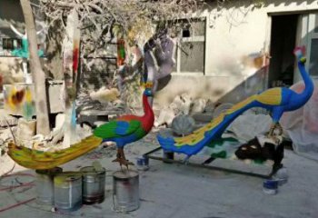 彩繪孔雀雕塑觀賞型，廣場(chǎng)系列，仿真孔雀雕塑優(yōu)選