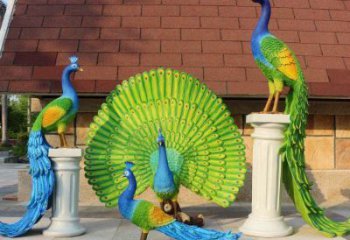 彩繪孔雀雕塑選用，廣場(chǎng)雕塑，仿真孔雀雕塑選用