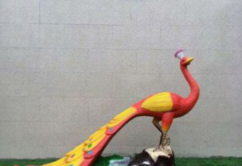 門口彩繪孔雀雕塑點擊，地標擺件，仿真孔雀雕塑廠家