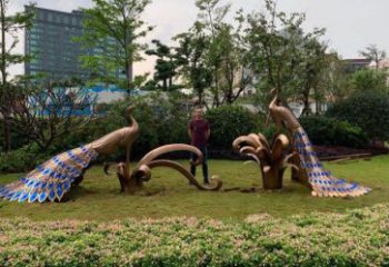 孔雀雕塑精選，室外軟裝，抽象不銹鋼孔雀雕塑廠家