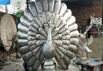 孔雀開屏雕塑廠家，景區案例，不銹鋼孔雀開屏雕塑選用