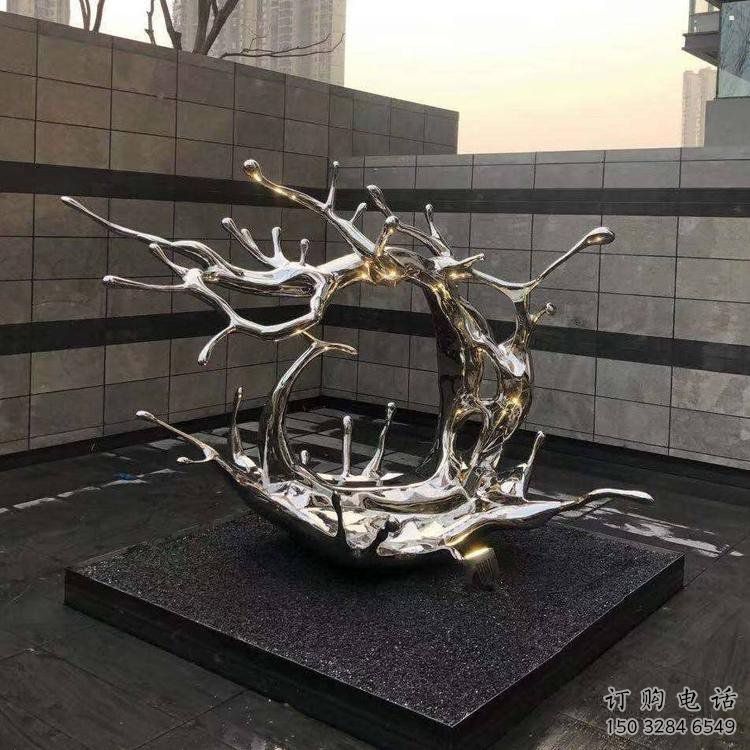 庭院海浪雕塑，鍍金歐式雕塑，鏡面形式